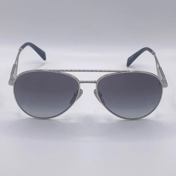 PRADA Symbole Pilot Sunglasses SPR 73Z Silver Grey Gradient 58-14-140 Aviator