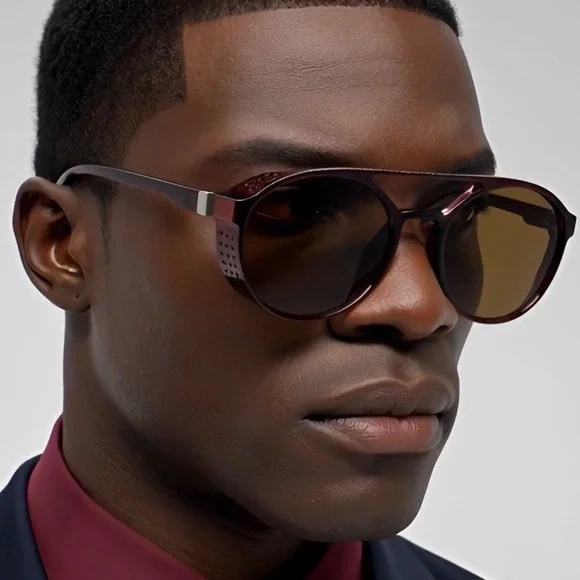 Round Aviator Sunglasses Classic Men Designer Style‎ Festival Hiphop Brown Lens