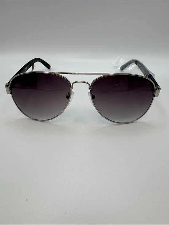 Classic Aviator Sunglasses - Silver Frame with Gradient Smoke Lenses