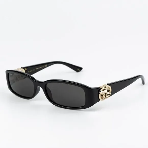 NEW Gucci GG1661S 001 Black Grey Rectangle Unisex Sunglasses