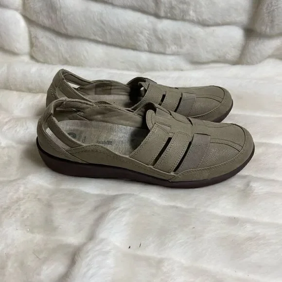 Clarks Cloudsteppers Sillian Khaki slip on shoes size 10.