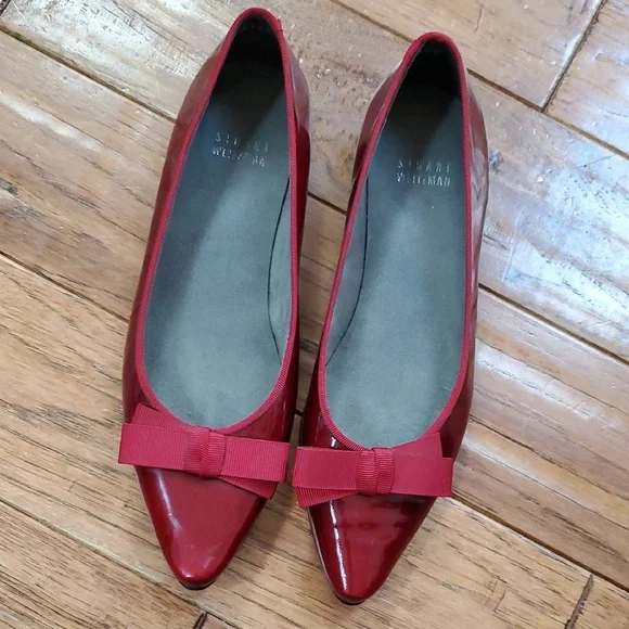 Stuart Weitzman Pointy Red Patent Flats
