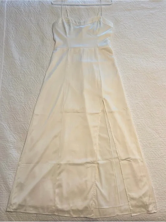 Abercrombie & Fitch Cream Slip Maxi Dress with Side Slit