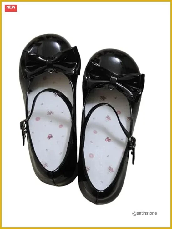 Lolita Shoes Cute Mary Jane Flats Cosplay Party Shoes with Detachable Bow,
