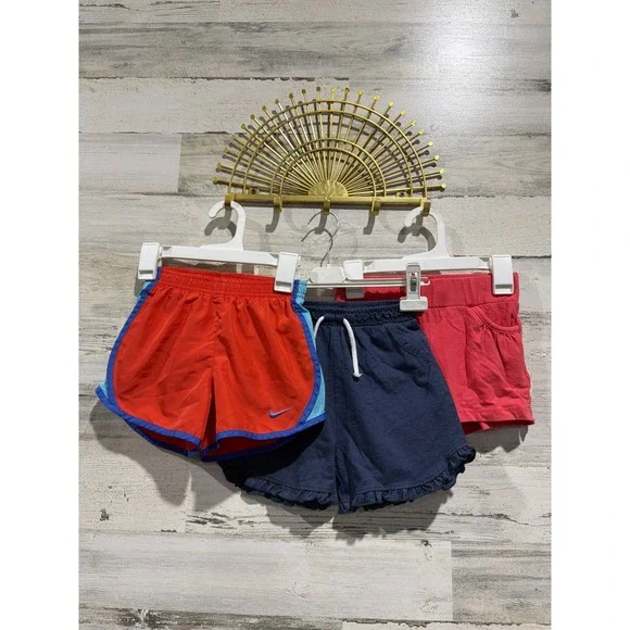 Nike Lucky Penny Gymboree Shorts Girls 6 6X Orange Blue Coral Athletic Ruffle
