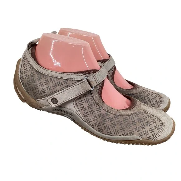 Merrell Circuit Taupe Print Mary Jane Suede Driving‎ Loafer Flats Shoe Womens 8