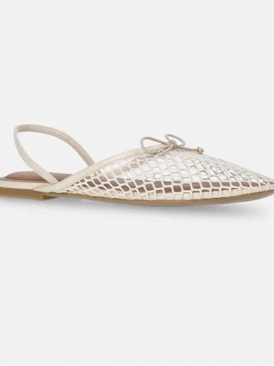 No Boundaries Metallic Ivory Slingback Pointed Toe Flat