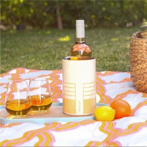 Society6 Mod Wine Chiller Double Wall Stainless Steel‎ Orange Tan New In Box