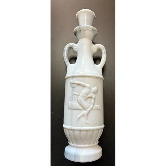 Vtg Empty McGill Jim Beam Corked Bottle DECANTER Greek Olympic Disc 1971 Ex Cond
