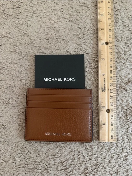 Michael Kors Tan Brown Leather Slim Card Wallet