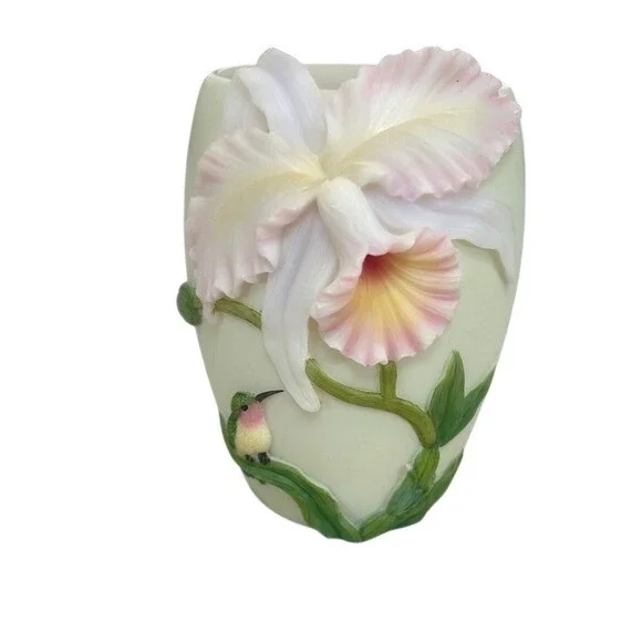 Floral Orchid and Hummingbird 3D Accent‎ Lamp Night Light Warm Glow Pink Green