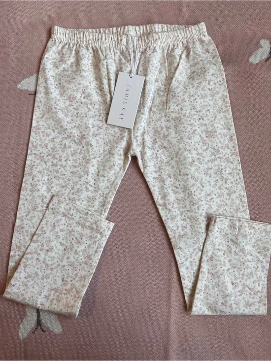 Jamie Kay Cream Leggings with Pink and Sage Floral Print 5y