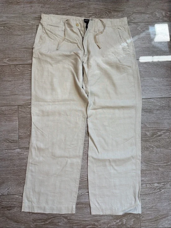 Banana Republic Beige Linen Blend Drawstring Pants