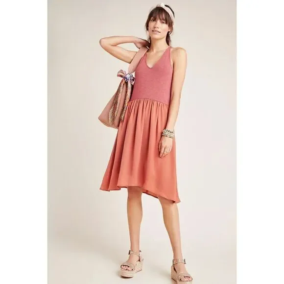 Anthropologie Dolan Left Coast Rust Fabiana Knit Tank Dress Sz XS A Line NWT