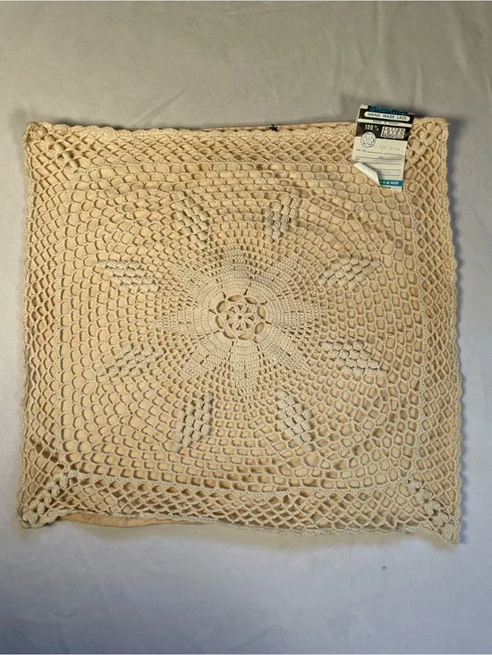 Vintage NWT Shanghai Hand Made Lace Crochet Pillowcase 100% Cotton Late 70s-80s