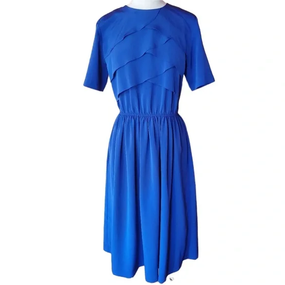 1980s JT Dress‎ Royal Blue Career Dress