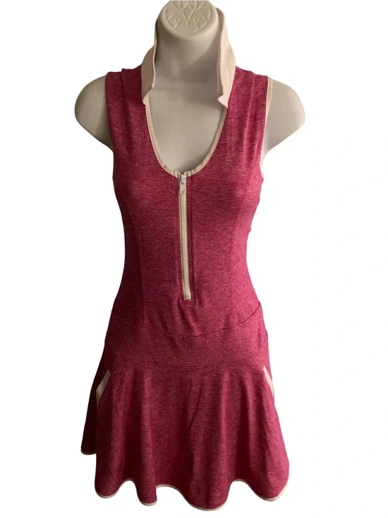 Calla Pink  Heathered Sleeveless Athletic Dress with Mesh Back Panel - XS