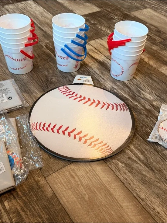 Baseball Party Supplies  - White and Red