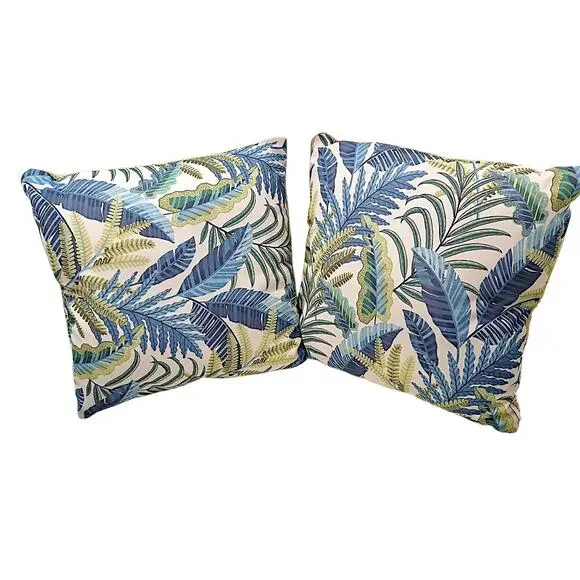 2 Set TOMMY BAHAMA‎ Tropical Leaf Throw Pillow Indoor Outdoor 16 X 16 Blue Green