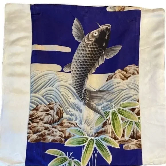Asian  Fish Design Silk Cushion cover