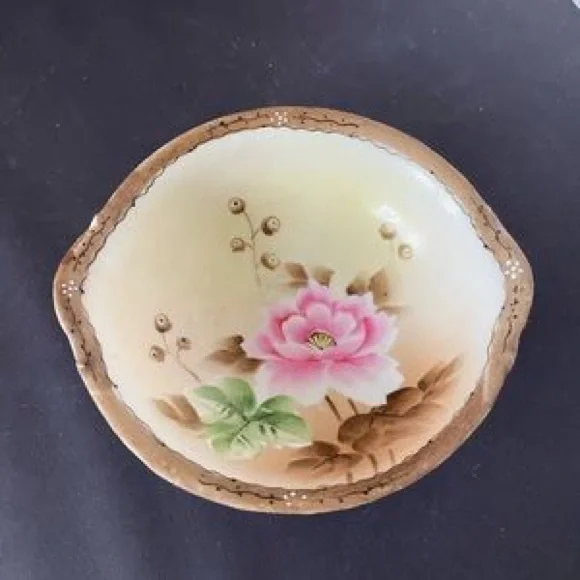 Floral Pink Ceramic Serving Bowl - Hand-Painted Design