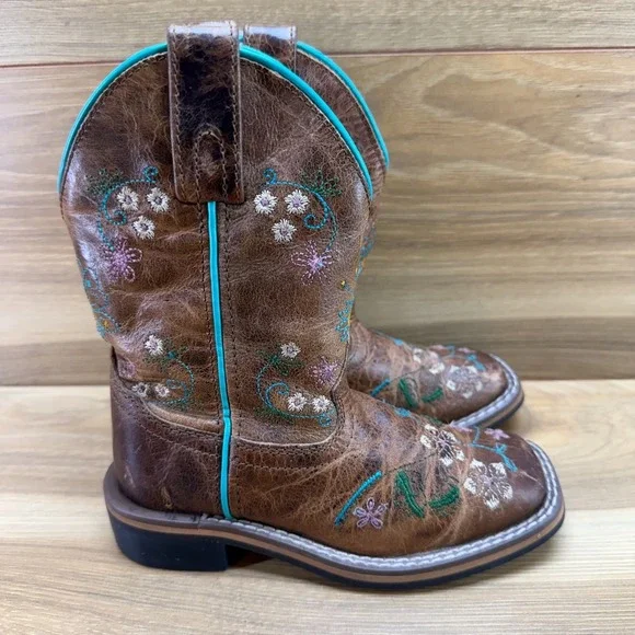 Smoky Mountain Boots Little Girls 10.5 Embroidered Floral Square Toe Rodeo Ranch