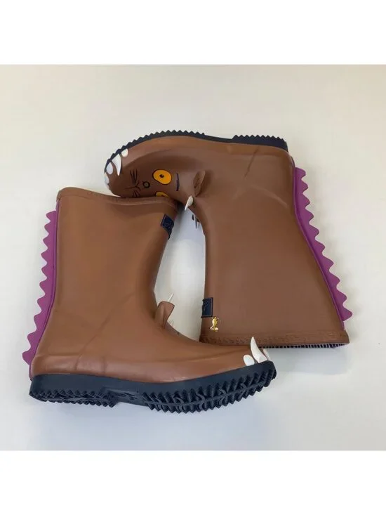 Joules Red Ladybug Rain Boots Big Kids Size 4 Brown Black Pull On Wellie Boots