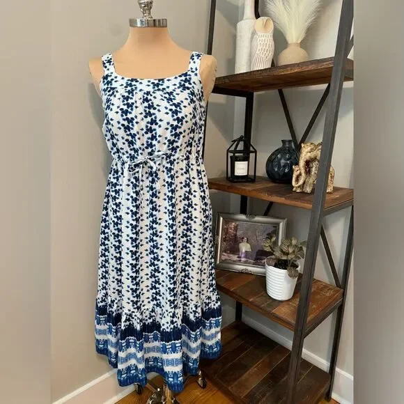 BeachLunchLounge Blue White Beach Vacation Dress Women’s SIZE Small