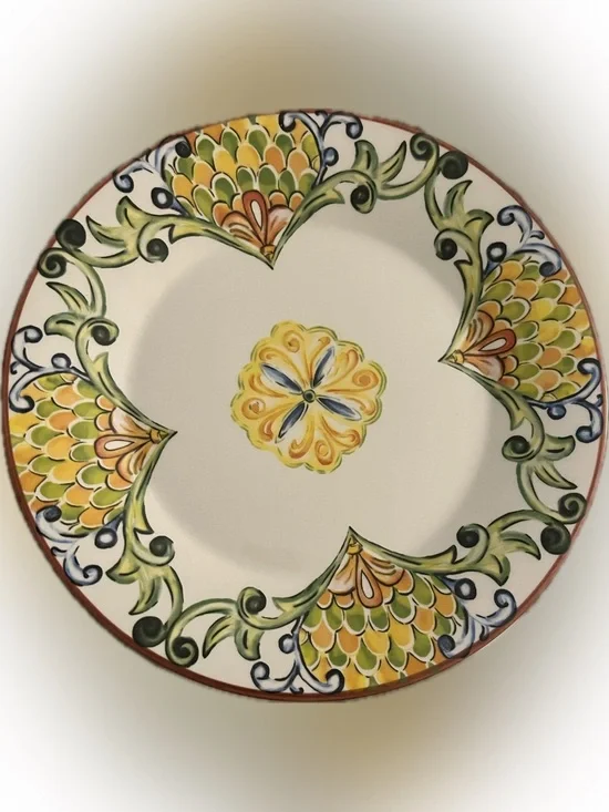 CMG Hand Painted Portugal Ceramic Dinner Plate Mediterranean Floral