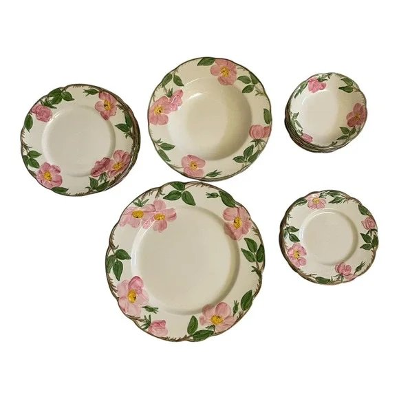 Franciscan Desert Rose Stoneware 20 Piece Set- Fruit, Bread, Salad, Dinner, Soup