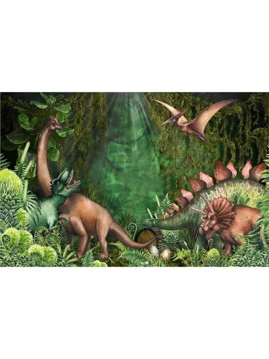 Kate Backdrop Wooden Dinosaur Jungle Background Wrinkle Free Washable 5' x 7'
