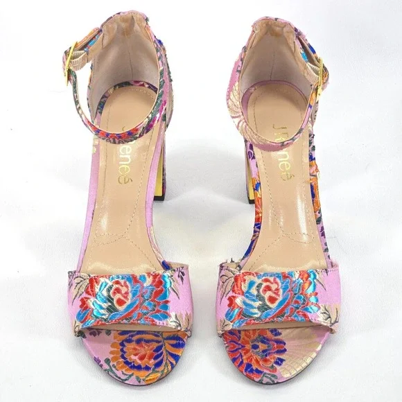 J Renee Flaviana High Heel Pumps Women 6M Floral Peep Toe Strappy Office Siren‎