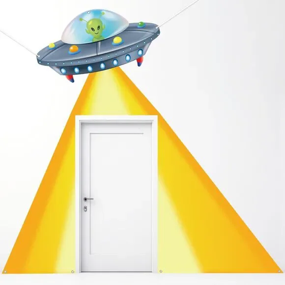 3Pcs Alien Party Decorations UFO Door Banner Alien Birthday Decorations
