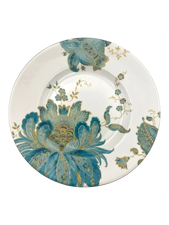 Eliza Teal Salad Plate 8.75” Peacock Floral Porcelain NWOT Boho Teal