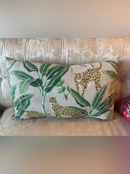 Tropical Cheetah Lumbar Support Pillow 19”x12” Home Decor Big Cat