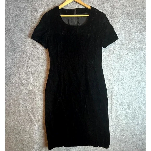 Vintage Womens Dress Large Black Velvet Witchy 90s Noir Gothic Dark‎ Fairy