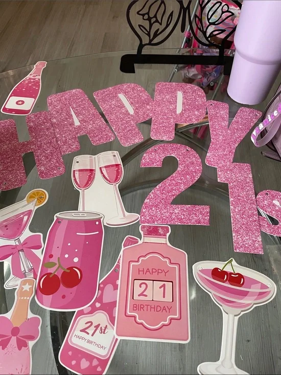 Pink Happy 21st Birthday Party Decorations