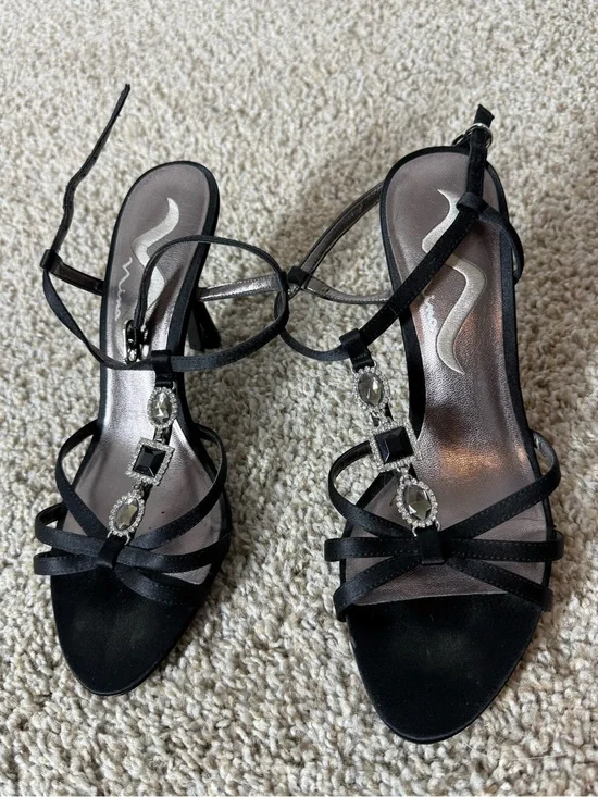Nina black rhinestone heels