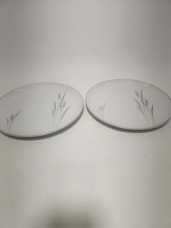 Set of 2 Vintage Platinum Wheat Fine China Japan Dinner Plates 10.25