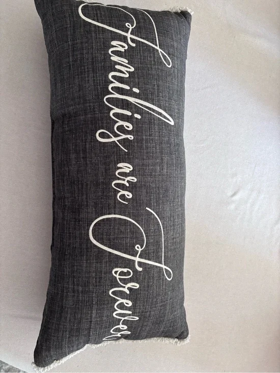 Studiochic Home Gray Decorative Pillow with White Script 