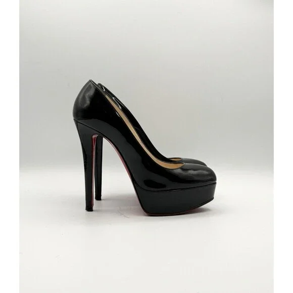 Christian Louboutin Bianca 140 Black Patent Leather Platform Heels Size EU 35