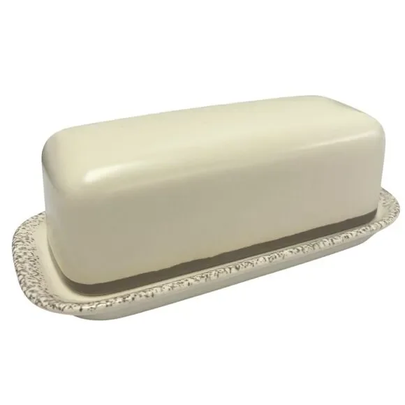 Vintage‎ Pfaltzgraff Butter Dish w/Lid Stoneware Speckled Beige Minimalistic
