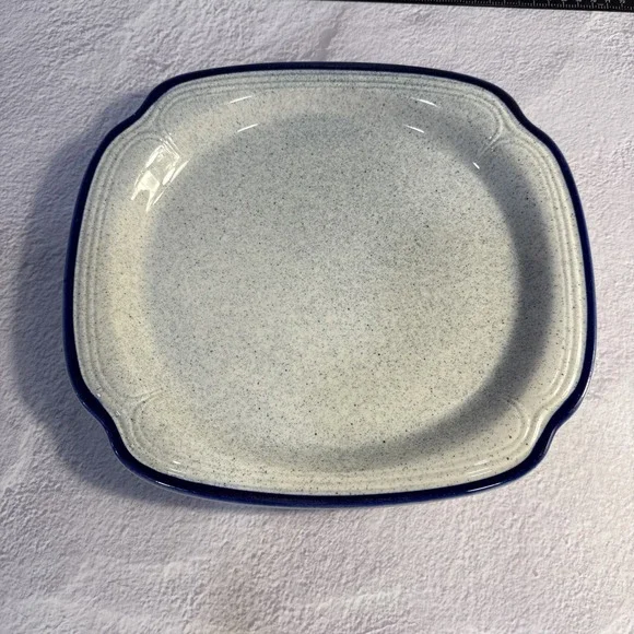 Syracuse China Brighton Bay Cobalt Blue Speckled Platters Set of 2 USA Stoneware