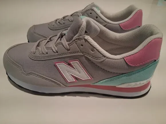 New Balance 515 Girls Shoes Sz 2.5Y Gray Pink Cyan PC515BP NWOB