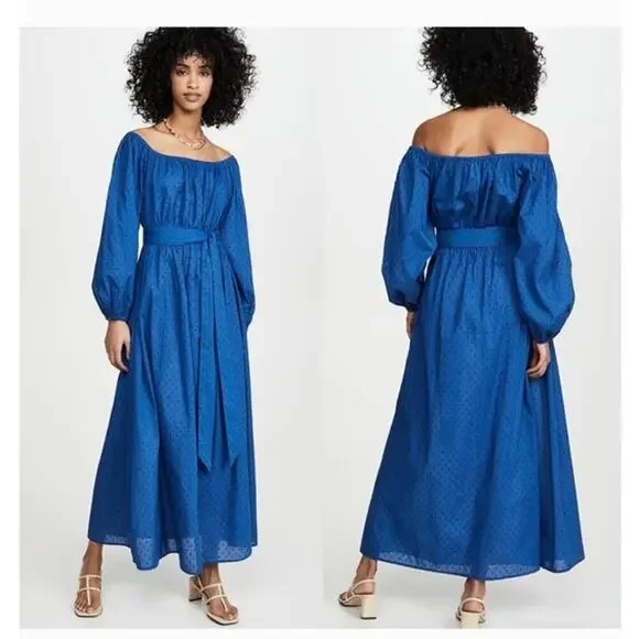 Mara Hoffman Blue Malika Blue Maxi Dress Swiss Dot New Size: S‎