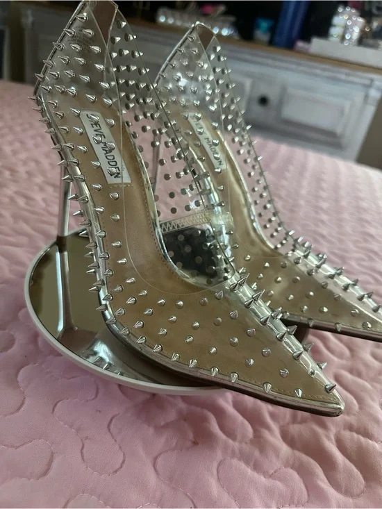 Steve Madden Clear PVC Pumps with Silver Spikes
