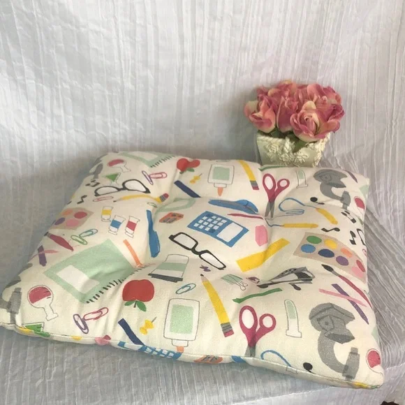 TEACHER SCHOOL inspired thick cushioned square seat cushion 14.5