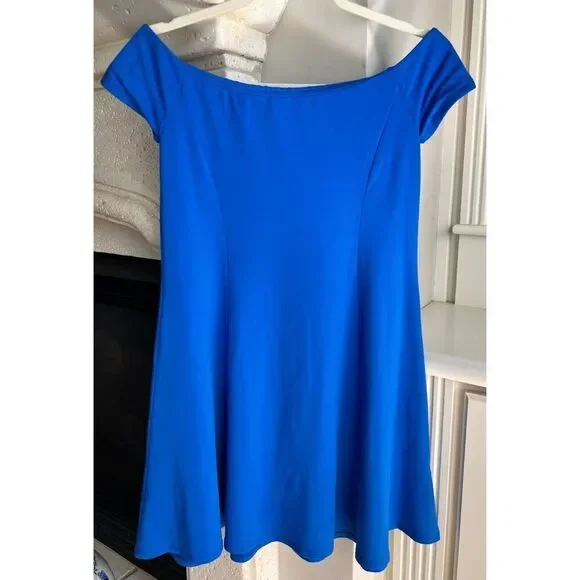Susana Monaco Women’s Off the Shoulder Blue Flowing Minidress Size Small