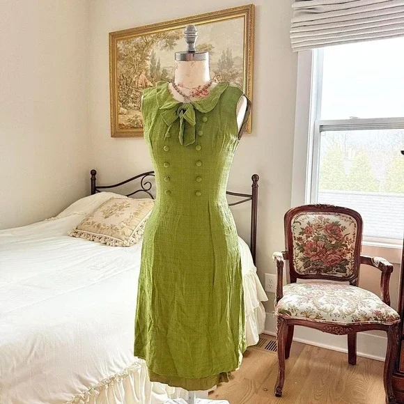 60s green bow dress and jacket  RARE 1960s‎ green dress Eleanor Callahan