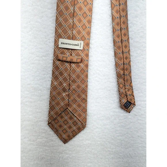 Pronto Uomo Men's Necktie Brown Plaid Silk Business‎ Formal Career 63